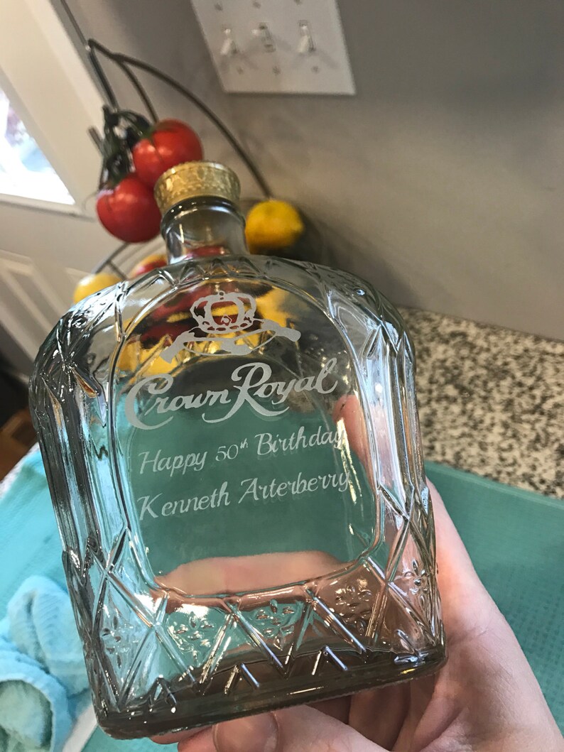 Custom Engraved Crown Royal Etched Whisky Whiskey Bottle Gift Etsy