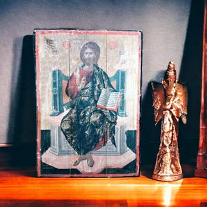 Jesus Christ Wood Print, Art Wall Hanging, Rustic Home Decor, Woodworking, Jesus Christ icon, Wood Greek Orthodox, Religious Art, Wood art,