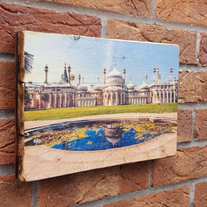 Brighton Pavilion, Wood Photo, Photo on Wood, Rustic Home Decor, Brighton photo with burnt edges,