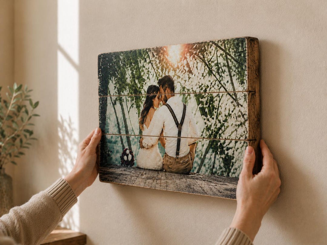 Custom Photo on Wood Gift for Couples, 5th Anniversary Gift, Wood Print ...