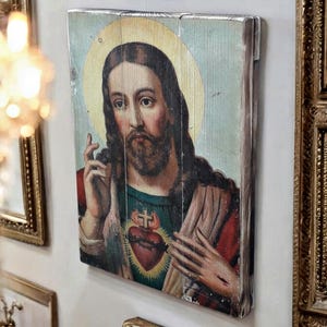 Wood Icon of Jesus Christ, Jesus Christ Icon, Greek Christian Orthodox Icon, Religious Icon, Byzantine Art,  Wall hanging, Wood plaque