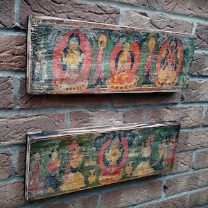 Handcrafted Buddhist Paintings, Sacred Mandala Panels, Rustic Spiritual Home Decor, Boho Wall Hanging, Buddha decor, Buddhist artwork