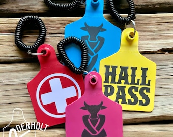 Custom Cattle Ear Tag Hall Pass – Personalized Ag Teacher Gift- Laser Engraved