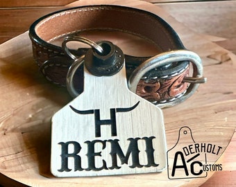 Engraved Ear Tag Dog Collar Tag - Add Your Brand -  Lifetime Warranty - Ritchey Never Fades - Custom Tags Made And Engraved In The USA