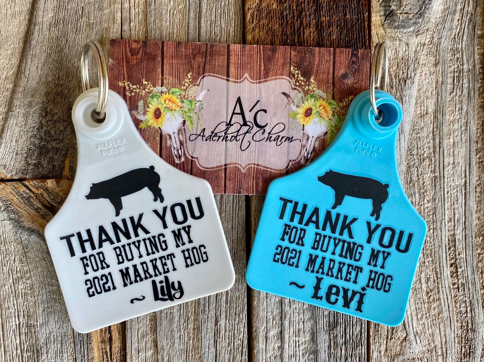 Custom Ear Tag Keychain Buyer Thank You Market Steer Heifer Etsy