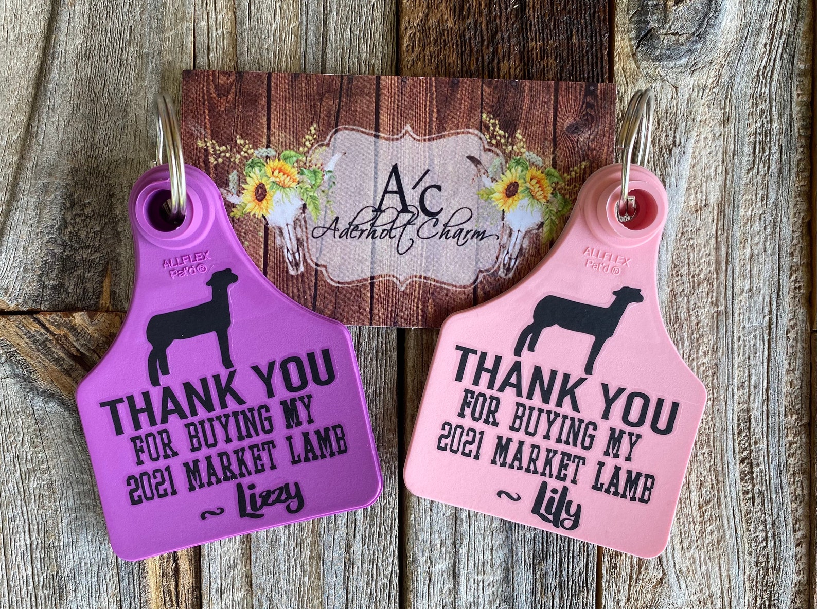 Custom Ear Tag Keychain Buyer Thank You Market Steer Heifer Etsy