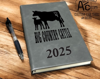 Custom Engraved Faux Leather Journals - Add your Brand or Logo - Record Book