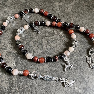 Persephone&#39;s Pomegranate Prayer Beads, Persephone Witches Ladder, Persephone altar, Queen of the Underworld, Pagan Prayer Beads, Wicca, Gift