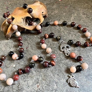 Persephone&#39;s Pomegranate Rosary Necklace, Queen of the Underworld, Greek Mythology. Chthonic, Persephone Altar, Persephone Jewelry, Gift