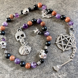 Samhain Wheel of the Year Altar Prayer beads, Ancestor mediation beads, Shadow work, Samhain decor, Wicca, Witch, Pagan prayer beads