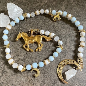 Rhiannon Prayer Beads, Goddess of Horses and the Moon, Celtic pagan, Welsh Goddess, Pagan Prayer Beads, Witch's Ladder, Epona prayer beads
