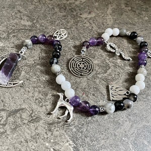 Hecate Goddess prayer Beads, Witches Ladder, Meditation beads, Hecate Altar, Hellenic, Hellenistic, Pagan Prayer Beads, Pagan Rosary, Gift