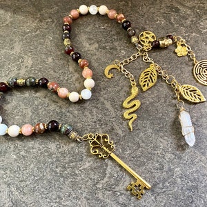 Hecate&#39;s Herb Garden Key prayer beads, Hecate altar, Green Witch, Greek Goddess of Herbalism and Witchcraft, Pagan Prayer Beads, Wicca