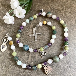 Imbolc Prayer Beads, Brigid Goddess, Imbolc altar, Imbolc decor, Wheel of the Year, Imbolg, Pagan Prayer Beads, Sabbat Prayer Beads. Gift