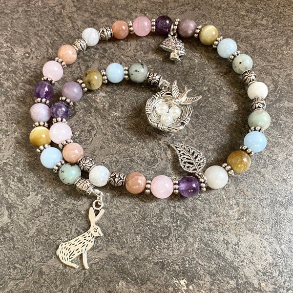 Ostara Prayer beads, Fertility prayer beads, Sabbat altar tool, Pocket Prayer Beads, Witches Ladder, Spring Equinox, Rebirth, Cycle of Life