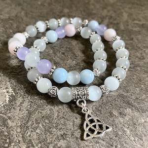 Cerridwen&#39;s Moon Goddess Wrap Crystal Bracelet, Pagan Jewelry, Celtic Goddess of the Moon and Transformation, Welsh Goddess, Pagan bracelet