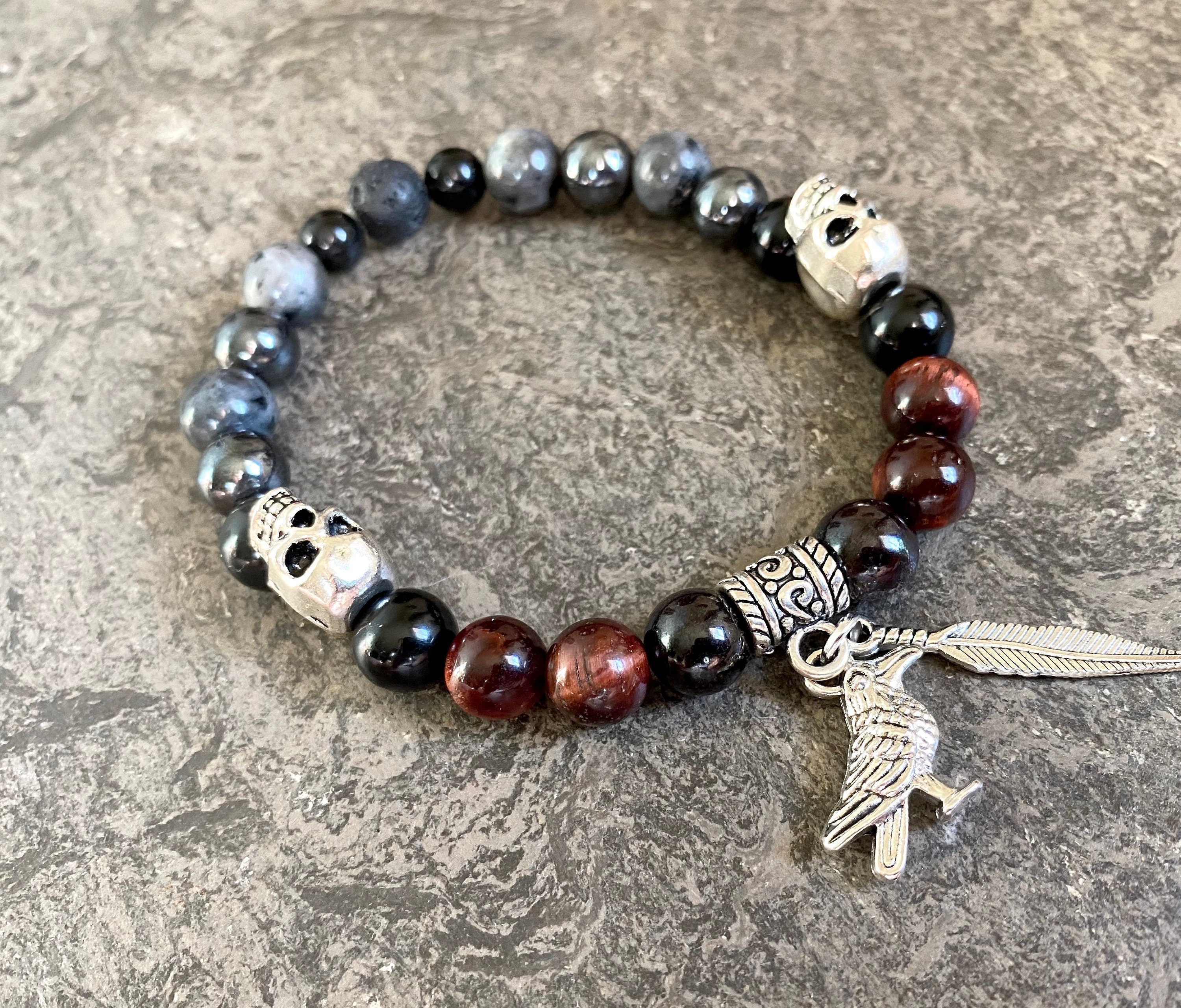 Morrigan Goddess Devotional Goddess Bracelet, Celtic Goddess, Morrigan altar, Celtic Jewelry, Crow Goddess, Crow bracelet, Hematite