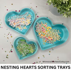 Heart-Shaped Nesting Craft Trays: Scrapbook & Die Cut Organizer - Set of 3