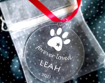 Personalised Christmas Tree Decoration, Forever Loved, Custom Pet Christmas Bauble, Dog Cat Christmas, Personalised Gift