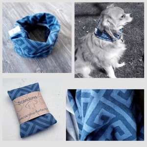 dog snood scarf scandana stretchy jersey infinity dog neck wear blue pattern Scan2