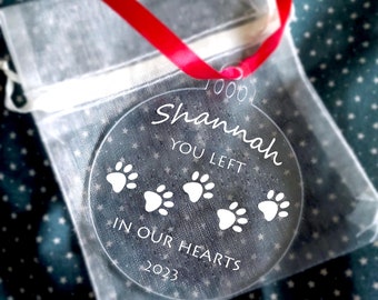 Personalised Pet memorial pet loss Christmas Tree Decoration, ornament, Pet Christmas Bauble, Dog Cat Christmas, Personalised Gift