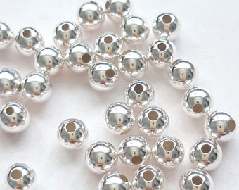 Sterling Silver Beads Round Seamless , Sizes 3mm to 10mm , For Beading and Jewellery Making