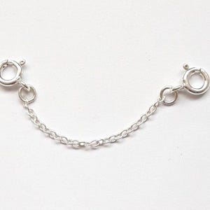 925 Sterling Silver Extender Safety Trace Chain - 2 x Bolt Ring Clasps 1" to 5"
