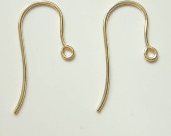 Pair of 9ct Gold Solid Earring Wires, Hook Wire, Jewellery Making Findings