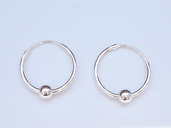 1x Pair 12mm Sterling Silver Round Hinged Hoop Sleeper Earrings