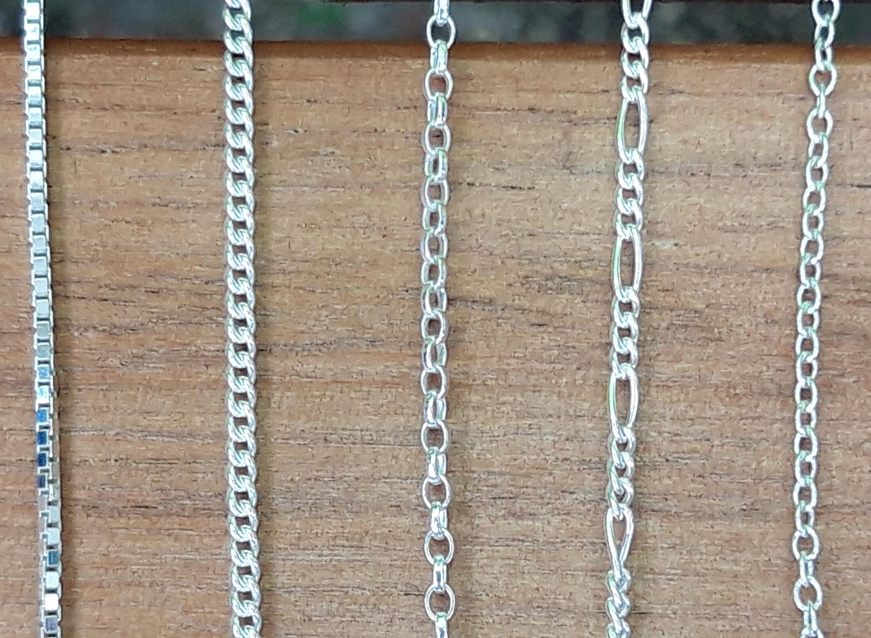 ANY LENGTH 925 Sterling Silver Chain Necklace Box Curb Belcher Figaro Trace ANY LENGTH 925 Sterling Silver Chain Necklace Box Curb Belcher Figaro Trace