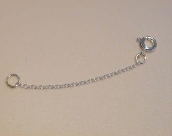 925 Sterling Silver Extender Safety Trace Chain 1 x Bolt Ring Clasp 1" 2" 3" 4" 5" 6" 7" 8"