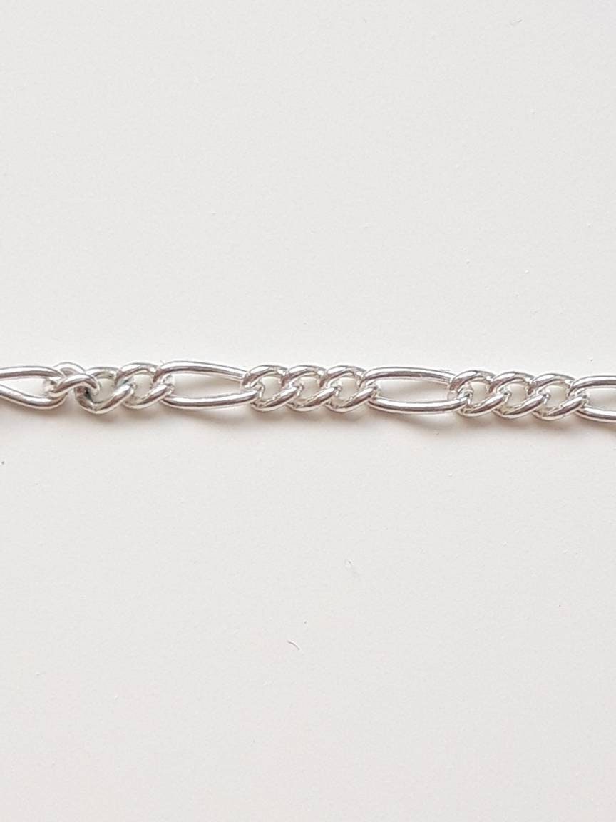 Sterling Silver CZ Set Infinity Bracelet - Figaro Chain 1.6mm 6