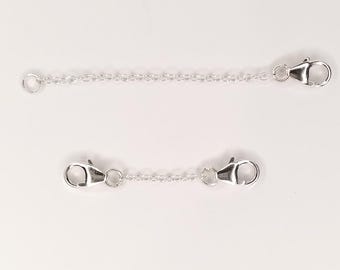 Sterling Silver Trace Extender / Safety Chain - Lobster Clasps 1" to 6"