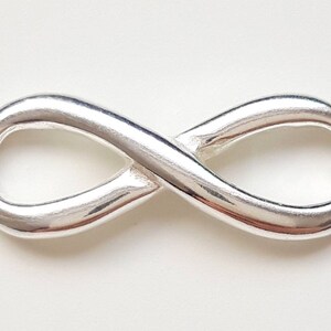 Sterling Silver Infinity Charm Bracelet, Figaro Chain, Any Length 6 to 9 image 4