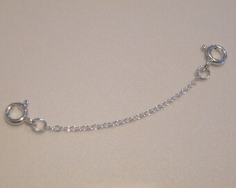 925 Sterling Silver Extender Safety Trace Chain 2 x Bolt Ring Clasps 1" 2" 3" 4" 5" 6" 7" 8"