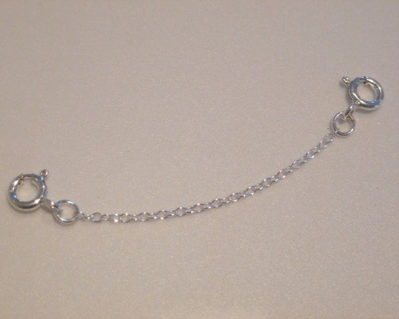 925 Sterling Silver Extender Safety Trace Chain , 2 x Bolt Ring Clasps Any Length 1 to 8 image 6