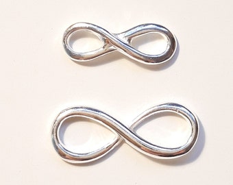 Sterling Silver Infinity Charm Spacer Connector, Plain, Sizes 13mm or 16mm