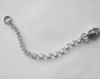 925 Sterling Silver Extender Safety Belcher Chain 1 x Lobster Clasp 2" 3" 4" 5" 6" 7" 8"