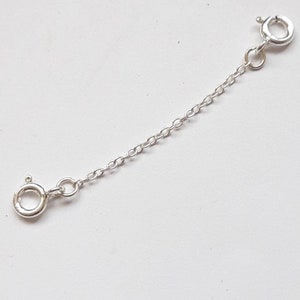 925 Sterling Silver Extender Safety Trace Chain , 2 x Bolt Ring Clasps Any Length 1 to 8 image 3