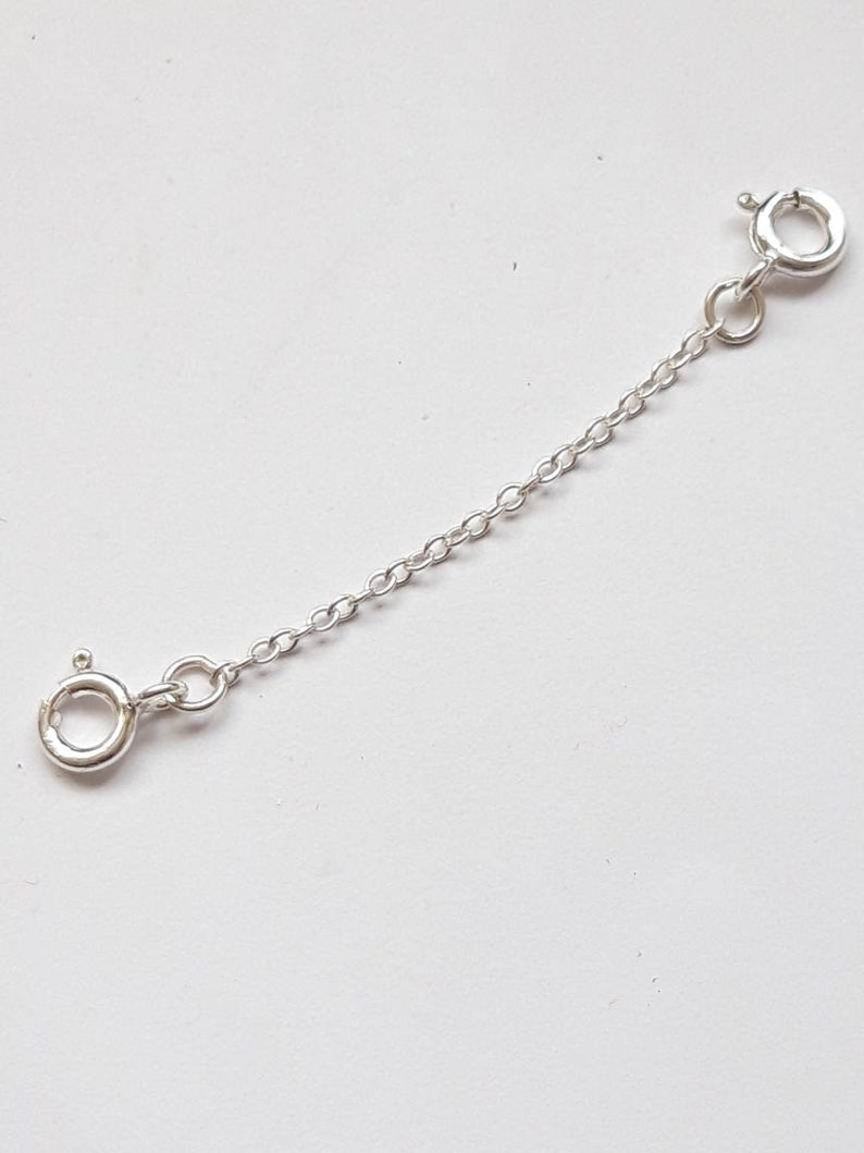 925 Sterling Silver Extender Safety Trace Chain , 2 x Bolt Ring Clasps Any Length 1 to 8 image 3