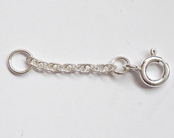 Prince of Wales Rope, Sterling Silver Chain, Extender or Safety, 1 Bolt Ring Clasp, Any Length 1" to 8"
