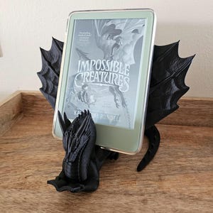 Soporte para Kindle con forma de dragón, soporte para Kindle, regalo para amantes de los libros, regalo de lectura, regalo para el lector, soporte para impresión 3D, dragón con impresión 3D, soporte para libros con forma de dragón,