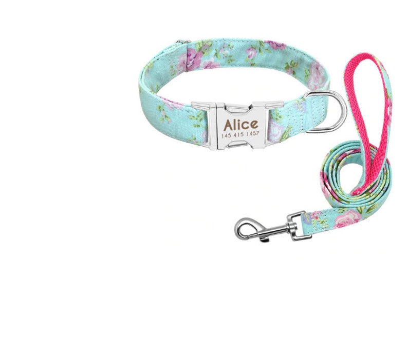 Engraved Dog Collar & Matching Leash Personalized Nylon Dog Etsy