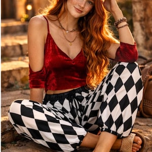 Harlequin Dream – Black & White Diamond Festival Pants
