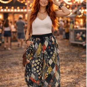 Pantalones zanahoria arlequín de patchwork