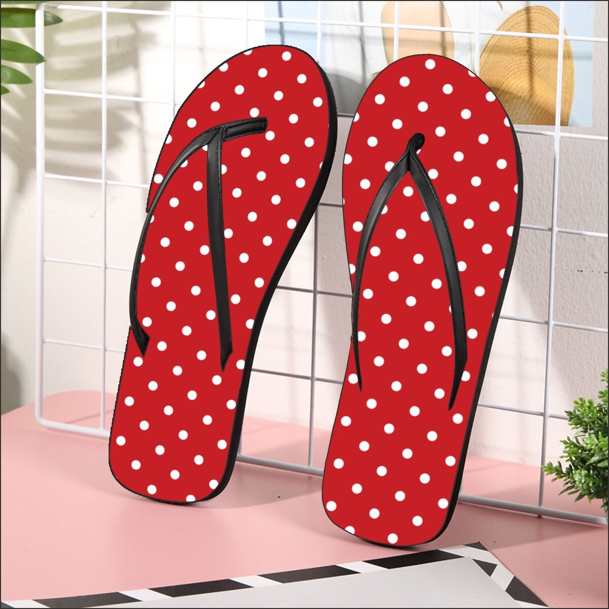 Polka dot flip flops deals