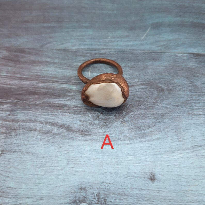 special day friend of the heart gifts for her engagement gift Copper ring and river pearls special rings elegant woman