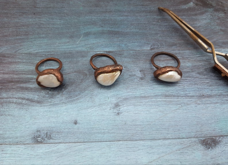 special day friend of the heart gifts for her engagement gift Copper ring and river pearls special rings elegant woman