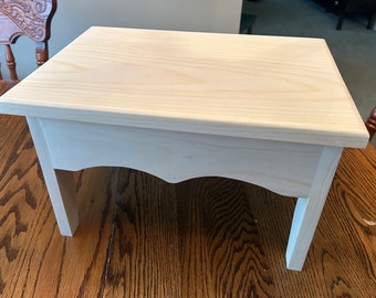 Handmade Wood Step Stool with Scrollwork - Unfinished Pine - Can Also function as Childs Lap desk, Pine - Unfinished and very sturdy