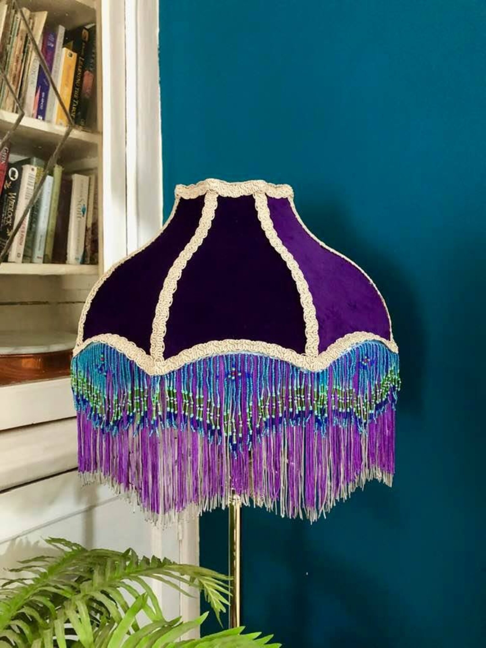 Victorian lampshade velvet purple Downton Abbey shade Etsy